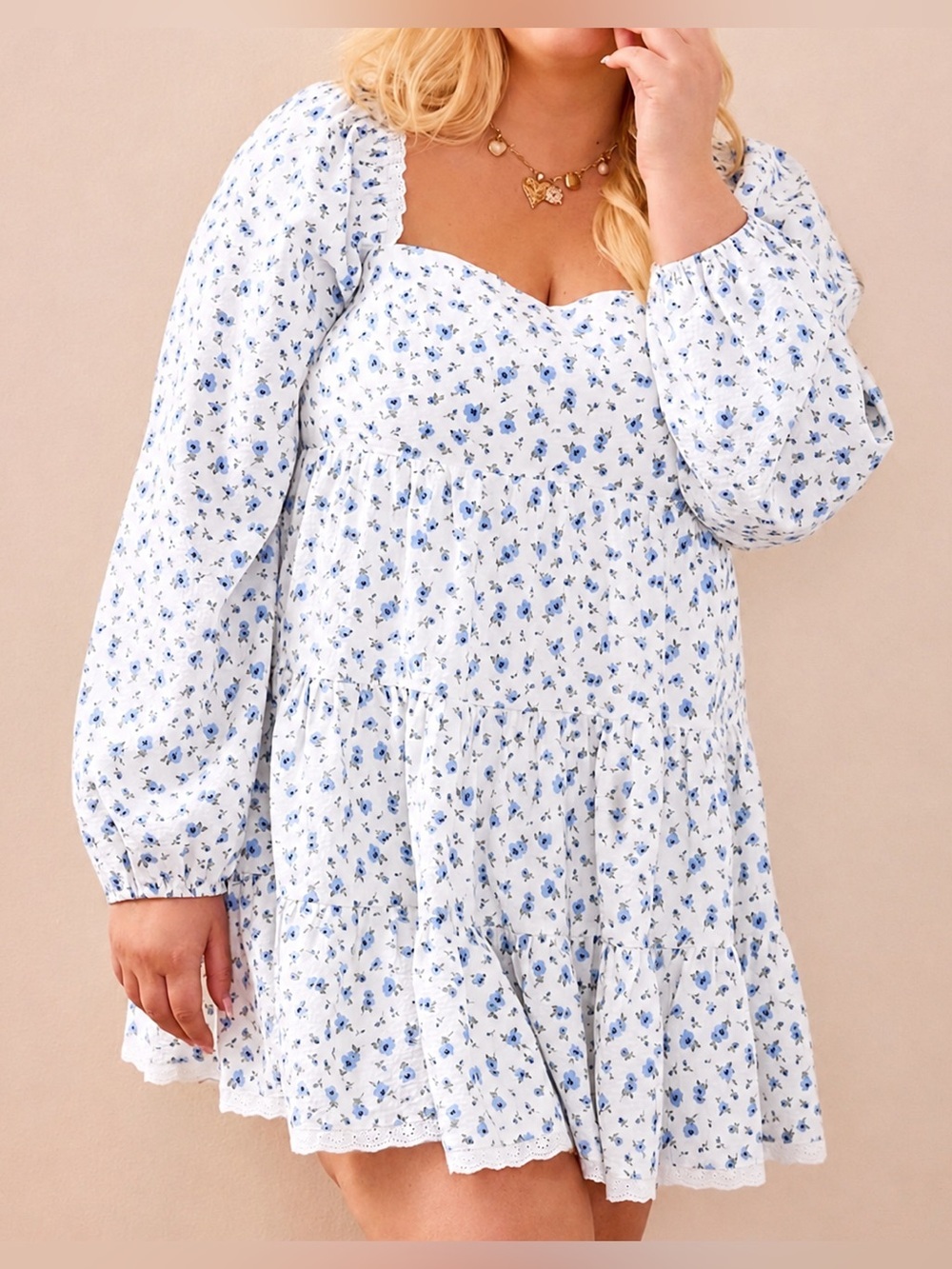 Altar’d State blue floral mini dress, large